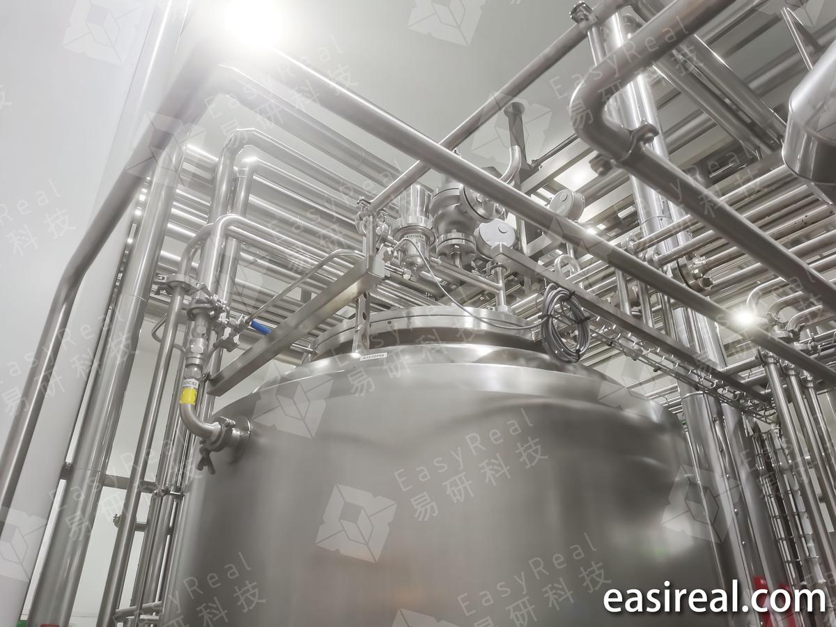 Precision Piping and Aseptic Valve Connections on Top of Aseptic Tank - Shanghai EasyReal
