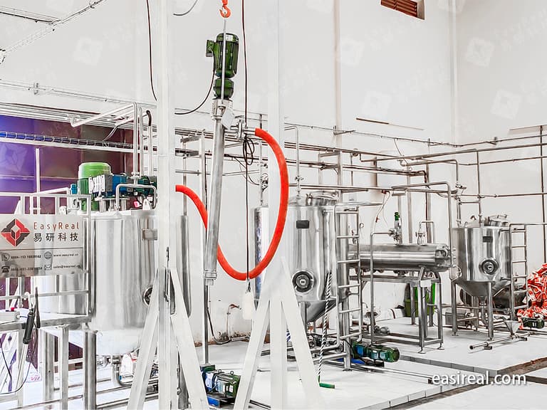 On-site installation view of the tomato paste dilution production line for 50g sachet packages in Mali (6000 sachets/hour)