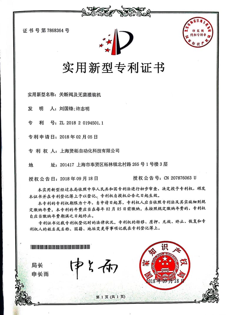 Shut-off valve and sterile filling machine