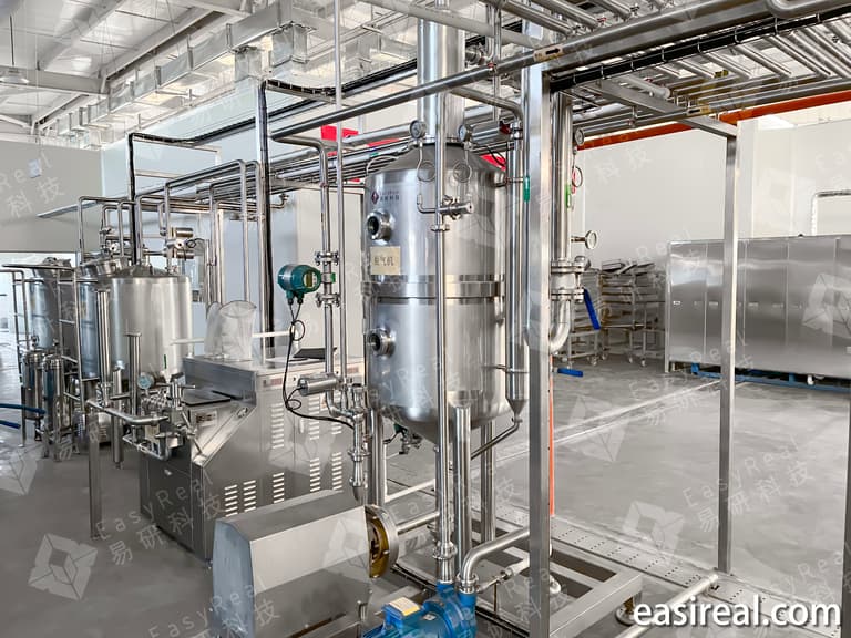 Vacuum deaeration section used in the goji berry juice and puree line to improve product stability before further processing