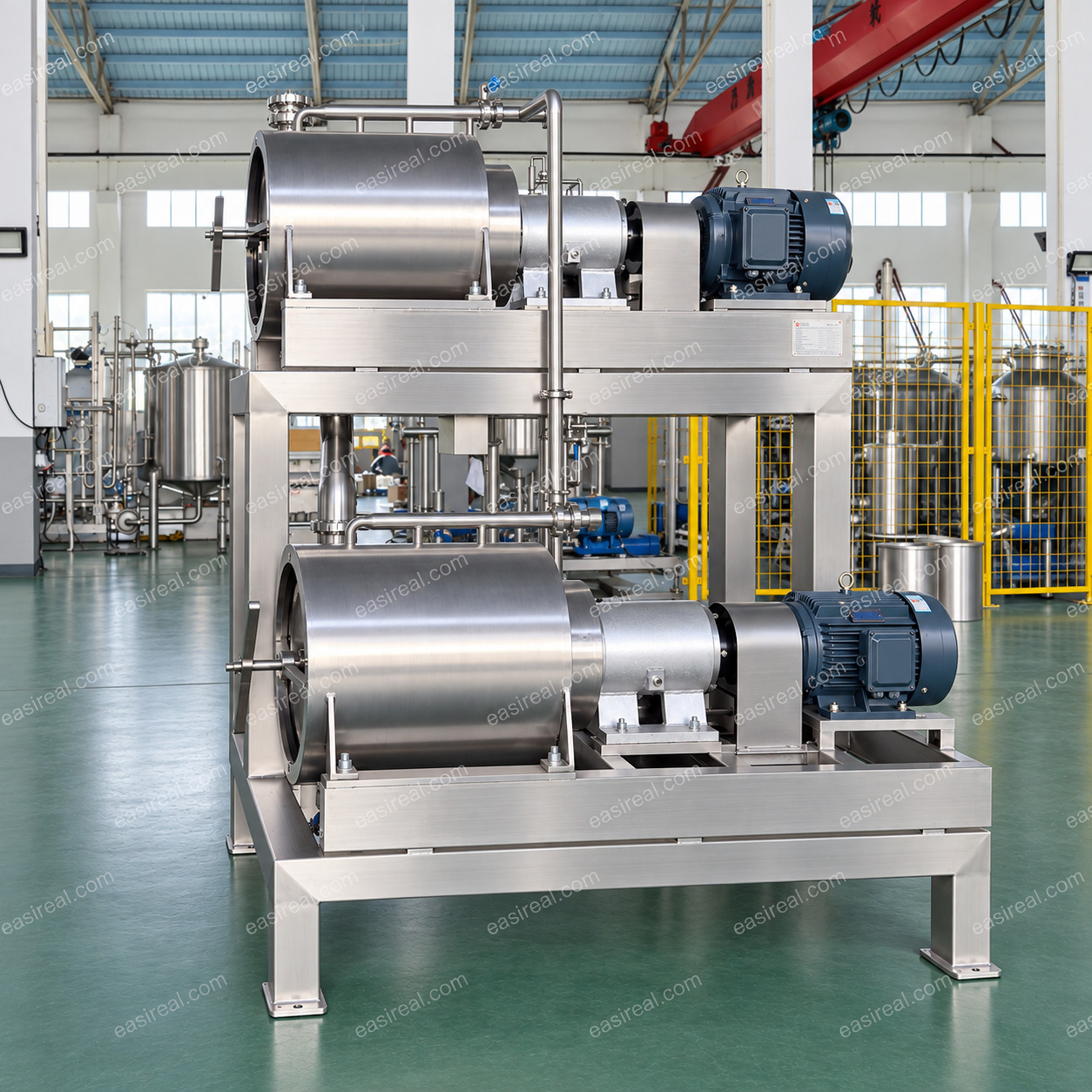 Two-stage stainless steel pulping and refining machine for berry puree