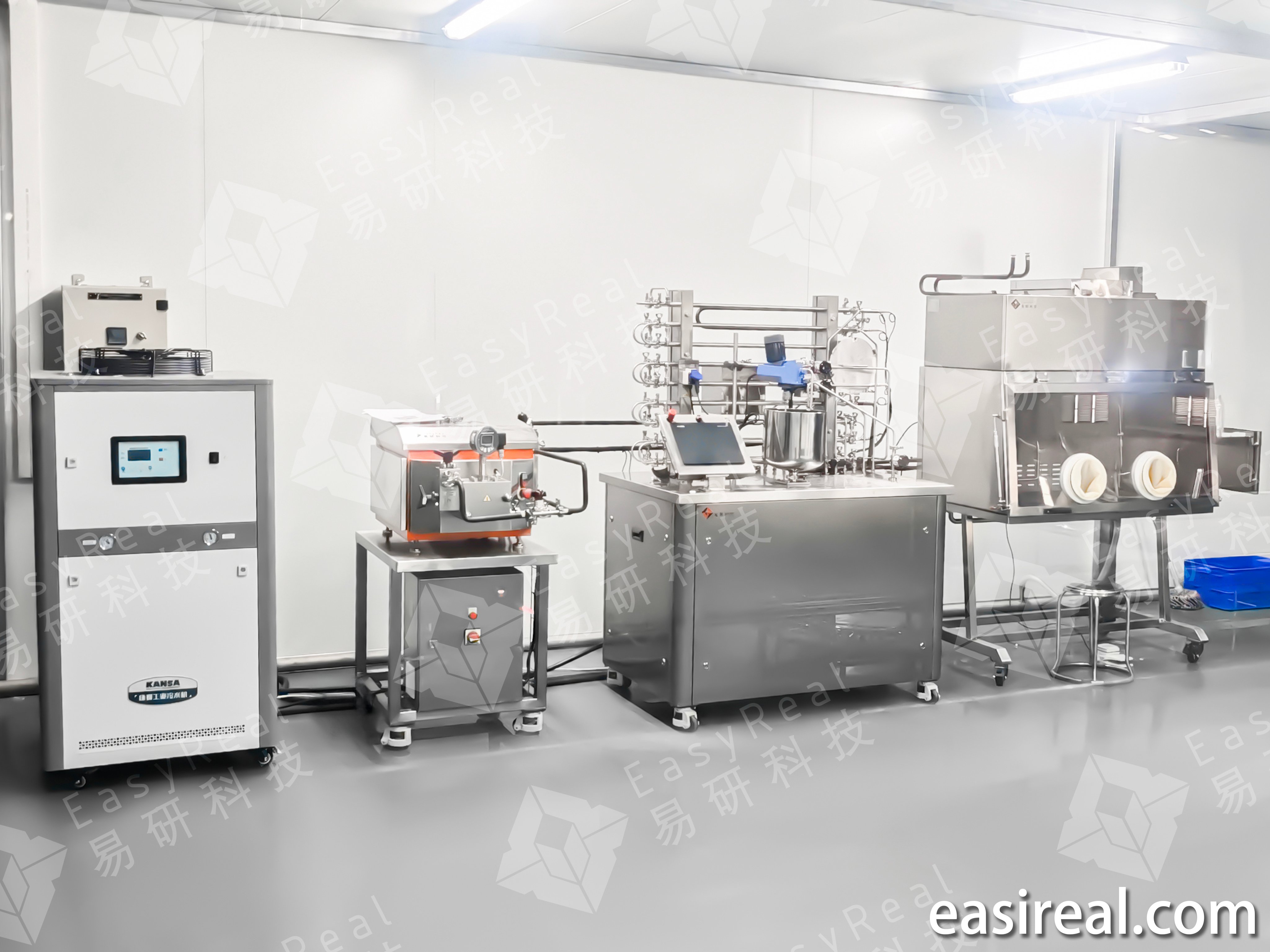 Uruganda rwa EasyReal lab UHT/HTST rufite sterilizer y’igerageza, homogenizer ikoreshwa mu murongo, igice cyo kugenzura, n’akabati ko kuzuzamo ibinyabutabire gakoreshwa mu bushakashatsi no guteza imbere ibinyobwa by’amata n’ibikomoka ku bimera muri Bulugariya.