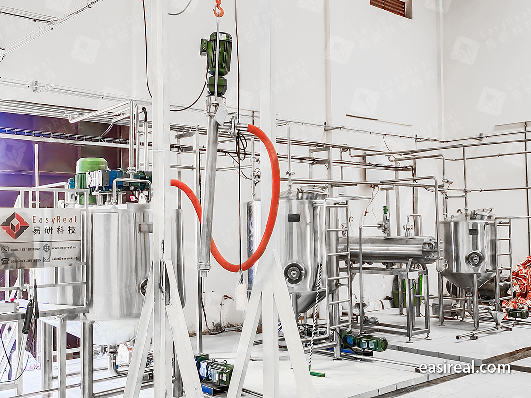 On-site installation view of the tomato paste dilution production line for 50g sachet packages in Mali (6000 sachets/hour)