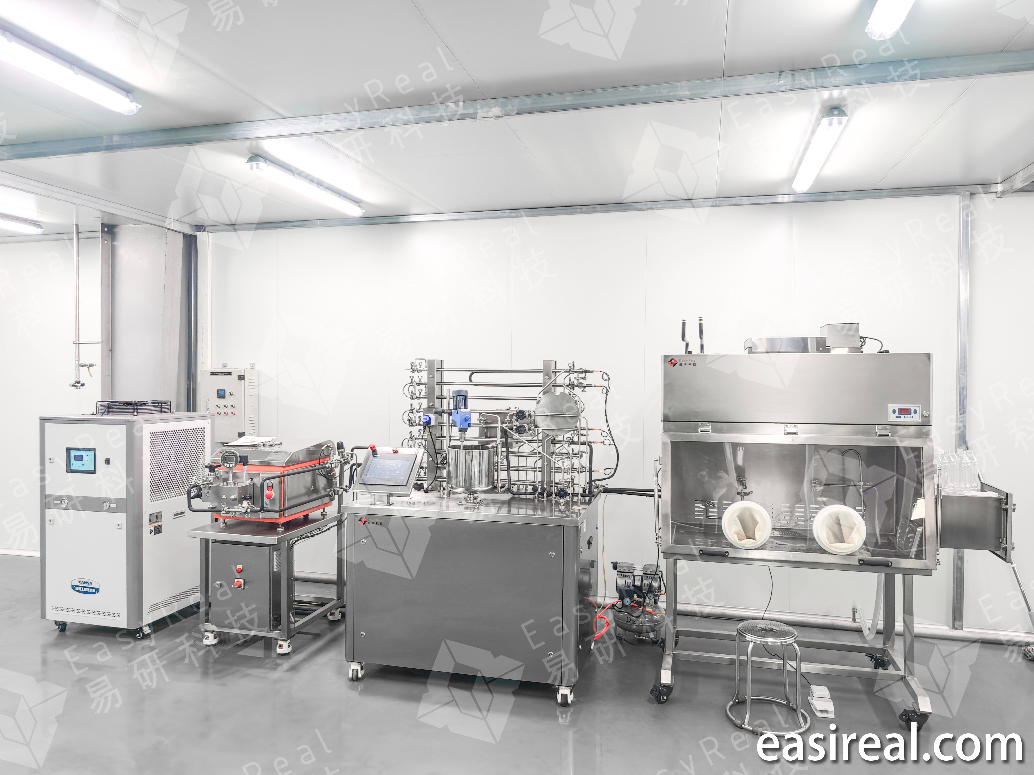 Imashini yo gusukura ibyuma mu bwoko bwa Pilot Tubular, Inline Homogenizer n'Akabati ko kuzura ibyuma ka Aseptic